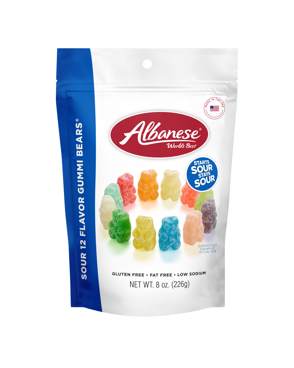 Albanese Gusset Bag Sour Gummy Bears 12 Flavors 8oz