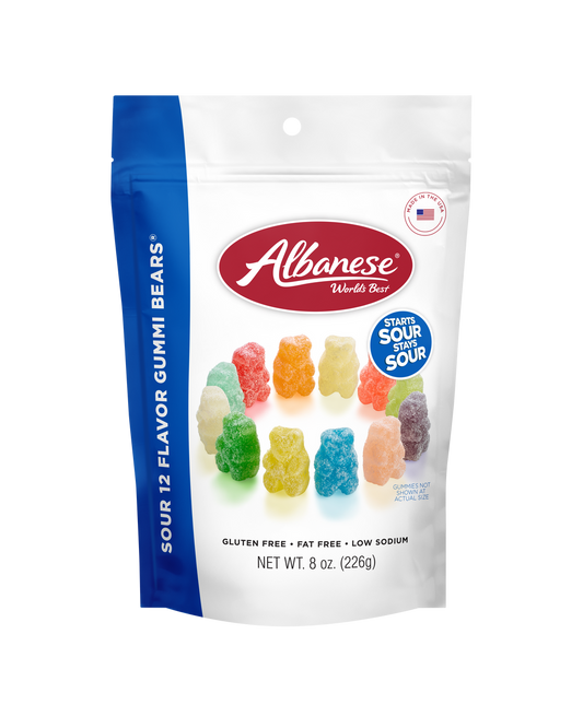 Albanese Gusset Bag Sour Gummy Bears 12 Flavors 8oz