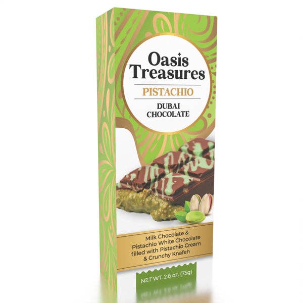 Dubai Chocolate Bar Pistachio by Oasis Treasures 75gm/2.47oz