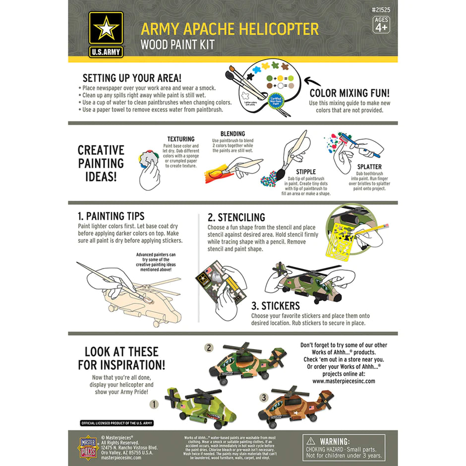 U.S. Army Apache Helicopter Wood Paint Kit