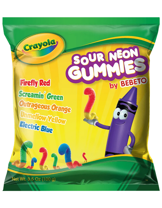 Crayola Fun Peg Bag Sour Neon Gummies 3.5oz