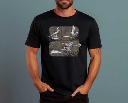 Packard Vintage Car Hood Ornaments | Metallic Silver Historical Patent Unisex Tee