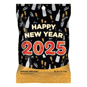 Clever Candy New Years Champagne Flavored Gummy Bears 4oz Peg Bag