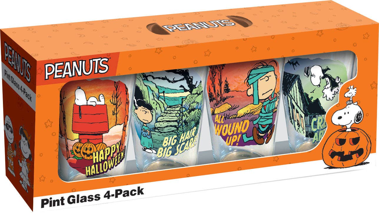 Peanuts Halloween Pumpkin Fun Drinking Glass Set (4-Pack)