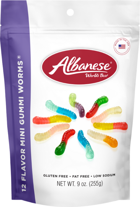 Albanese Gusset Bag Mini Gummy Worms 12 Flavors 9oz