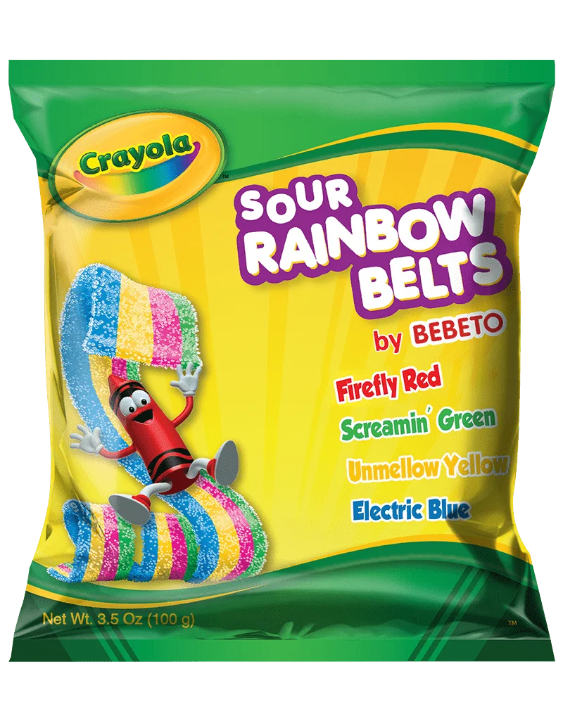 Crayola Fun Peg Bag Sour Rainbow Belts 3.5oz