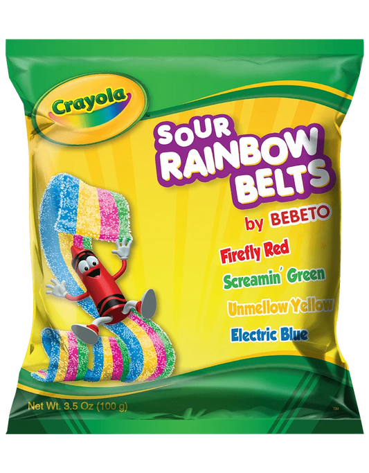 Crayola Fun Peg Bag Sour Rainbow Belts 3.5oz