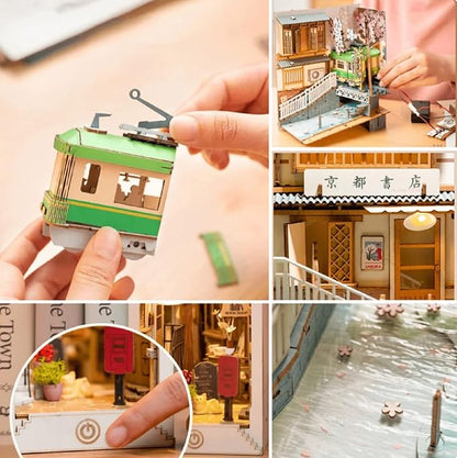 DIY Miniature House Book Nook Kit: Sakura Densya