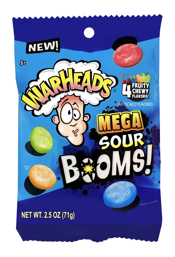 Warheads Sour Boom Fruit Chews 2.5oz Bag