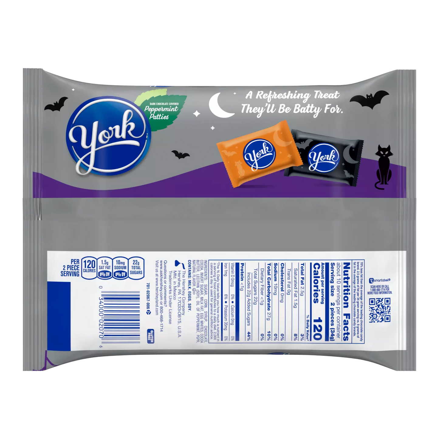 Hershey Halloween York Dark Chocolate Peppermint Pattie Snack Size 11.4oz