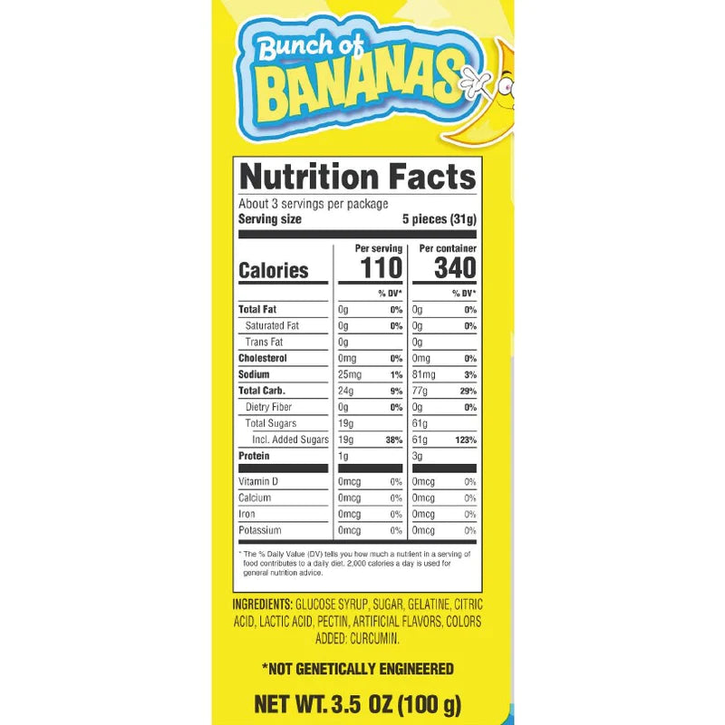 efrutti Bunch of Bananas Gummi Candy 3.5 oz. Bag