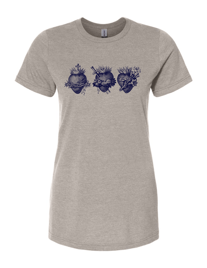 Ladies Holy Family Hearts | 3 Hearts of the Holy Family Shirt