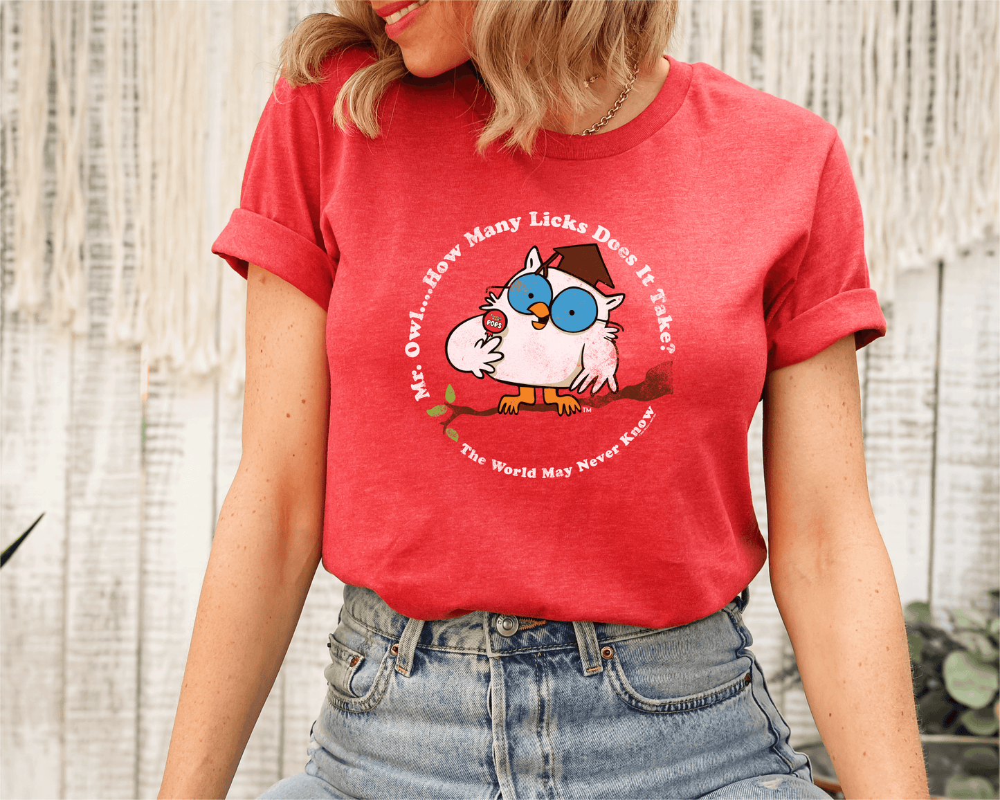 Tootsie Iconic Mr. Owl Heather Red Tee