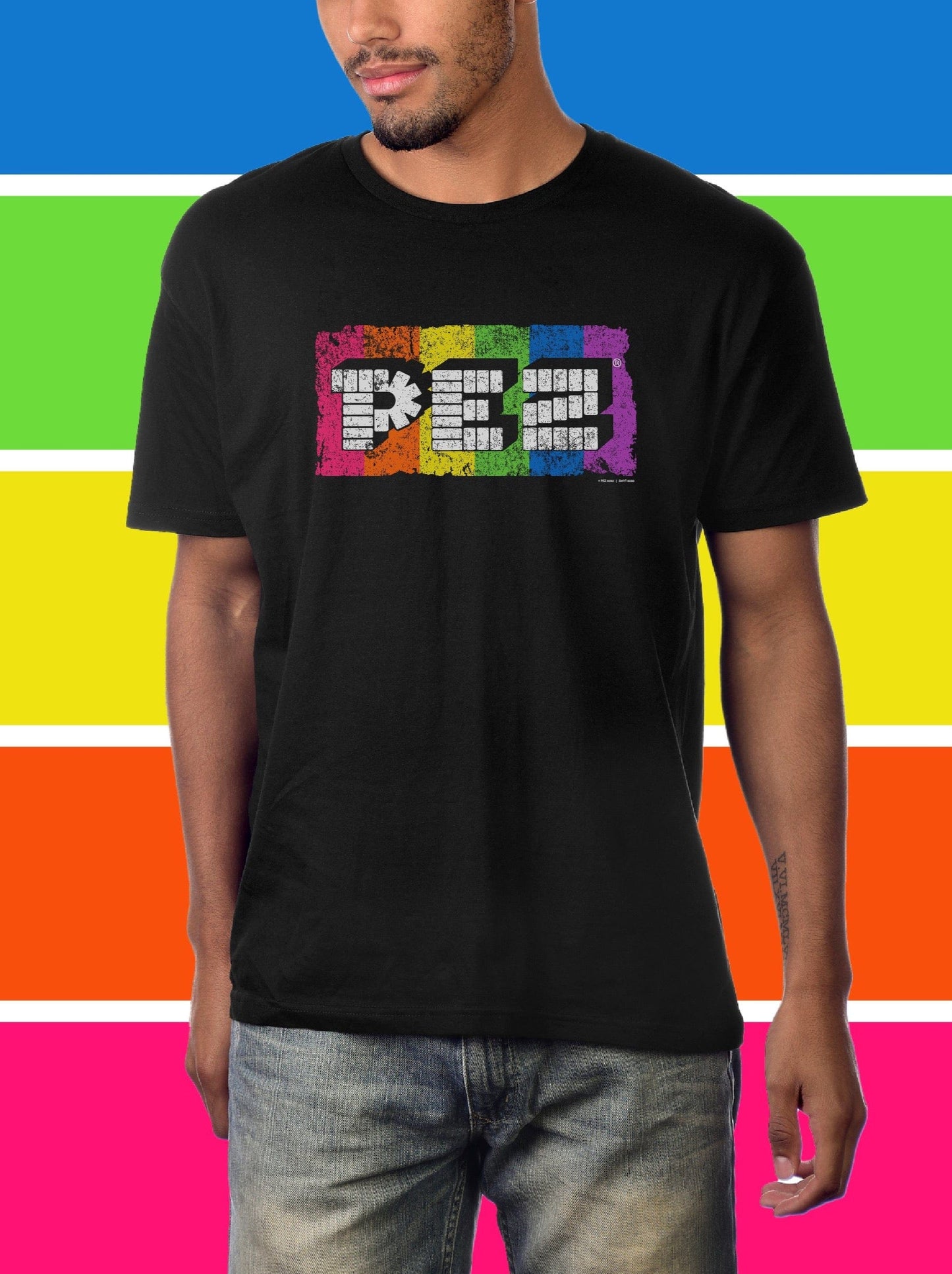 PEZ 80s Neon Rainbow Tee